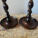 Pair of Barley Twist candlesticks in oak – English style, circa 1950