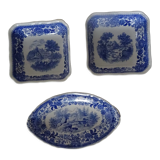 3 plats raviers Villeroy & Boch  faïence ancienne  366112 Burgenland Bleu