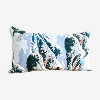 Housse de coussin océan japonais hokusai  30x50 cm