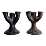 Antique terracotta candlesticks