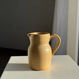 Small vintage jug engraved 50cl matte beige stoneware H14