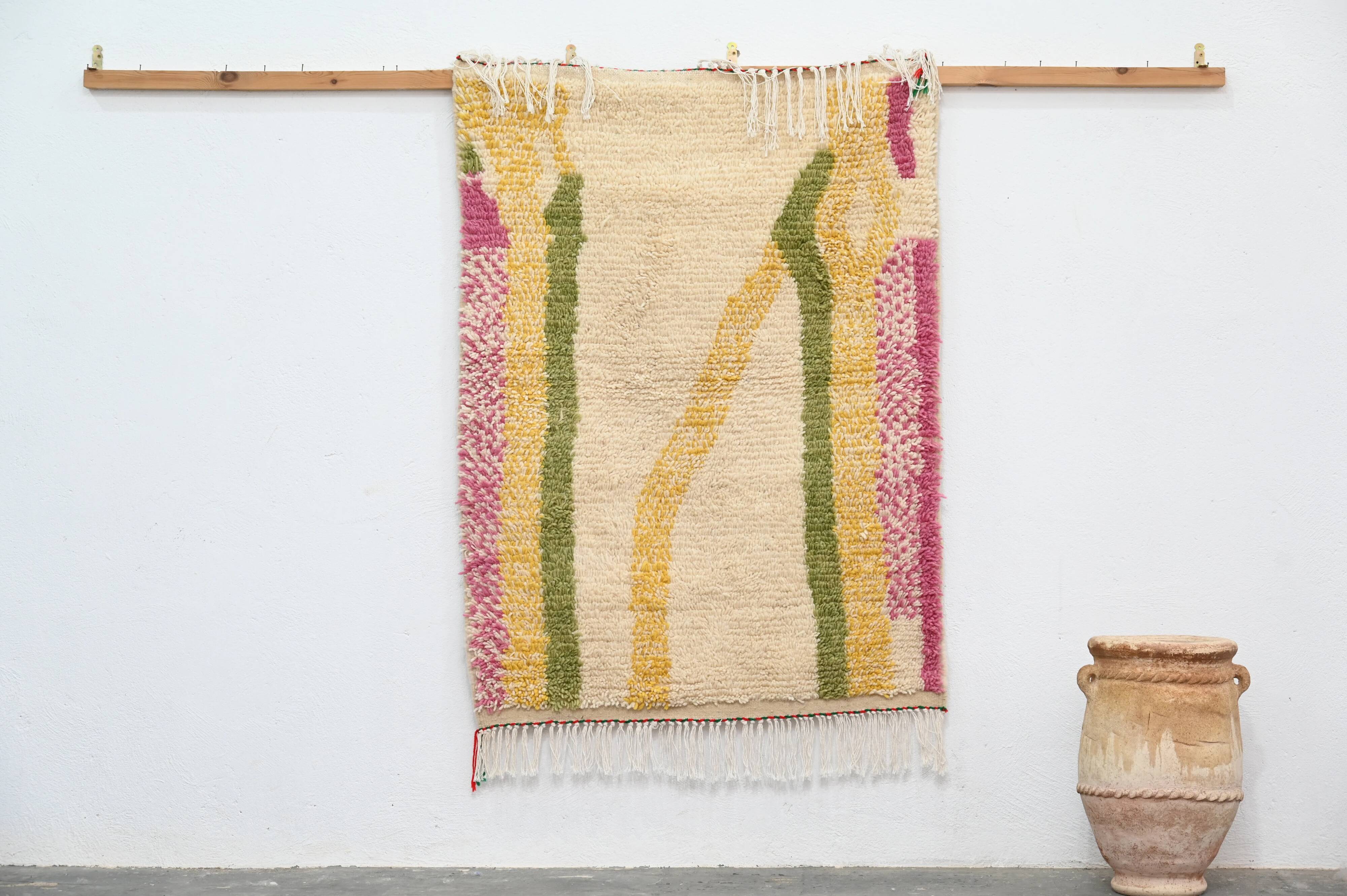 Colourful handwoven wool rug, 145 x 105 cm - P474