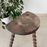 Vintage turned wood tripod stool