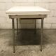 Off-white formica table / 70s cream with a tapered foot drawer
