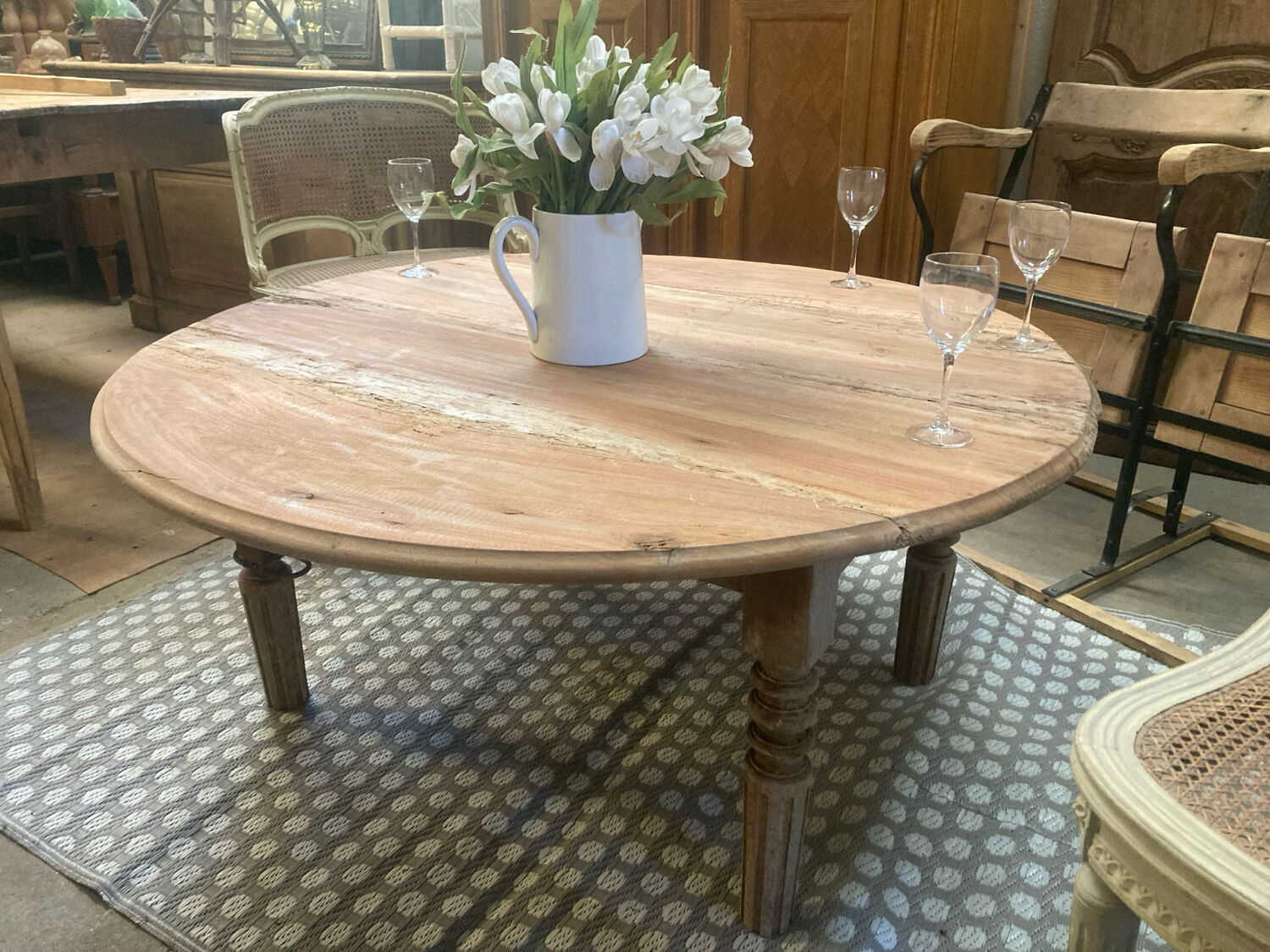 Round farmhouse coffee table