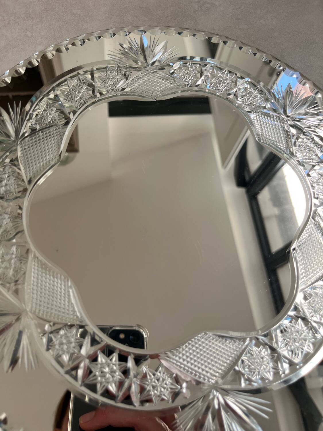 50s chiseled table mirror, Diam 30cm