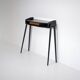 1950s Italian Black Lacquered Wood Console with Brass Drawer Front