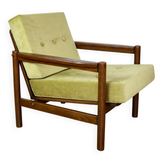 Wooden armchair designed by Z. Baczyk brown vintage olive - 3 pieces available