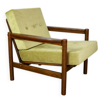 Wooden armchair designed by Z. Baczyk brown vintage olive - 3 pieces available