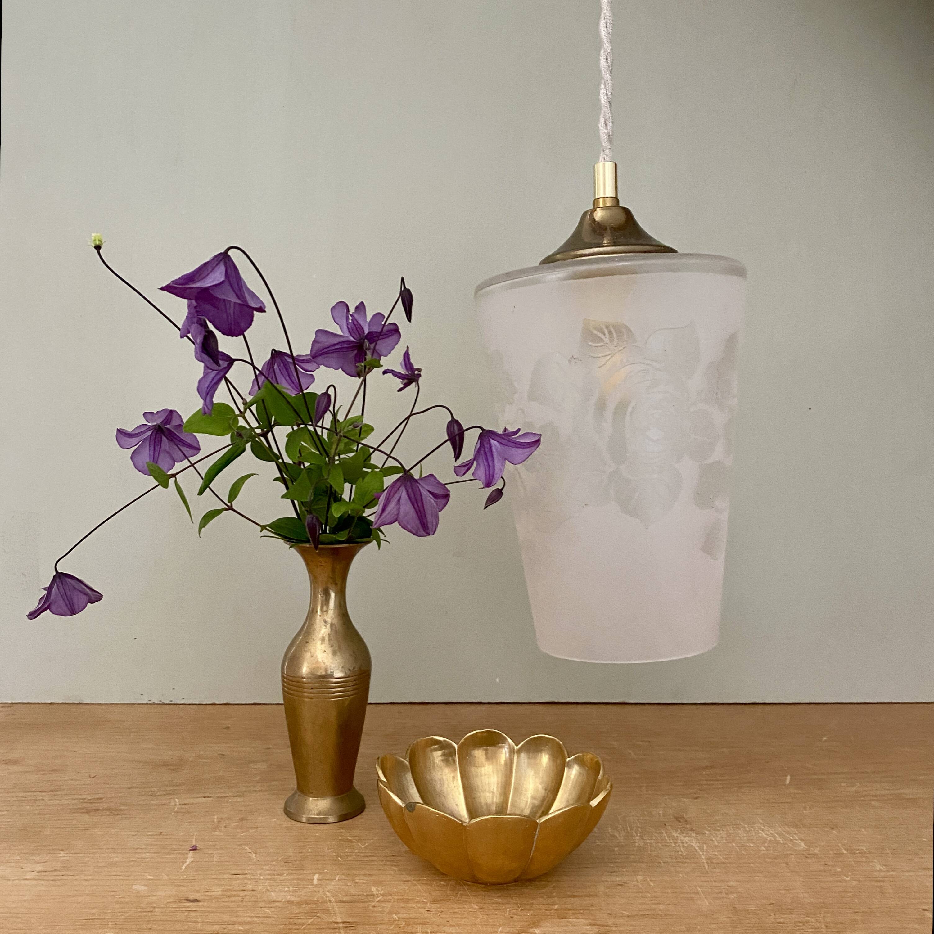 Vintage frosted glass globe pendant light