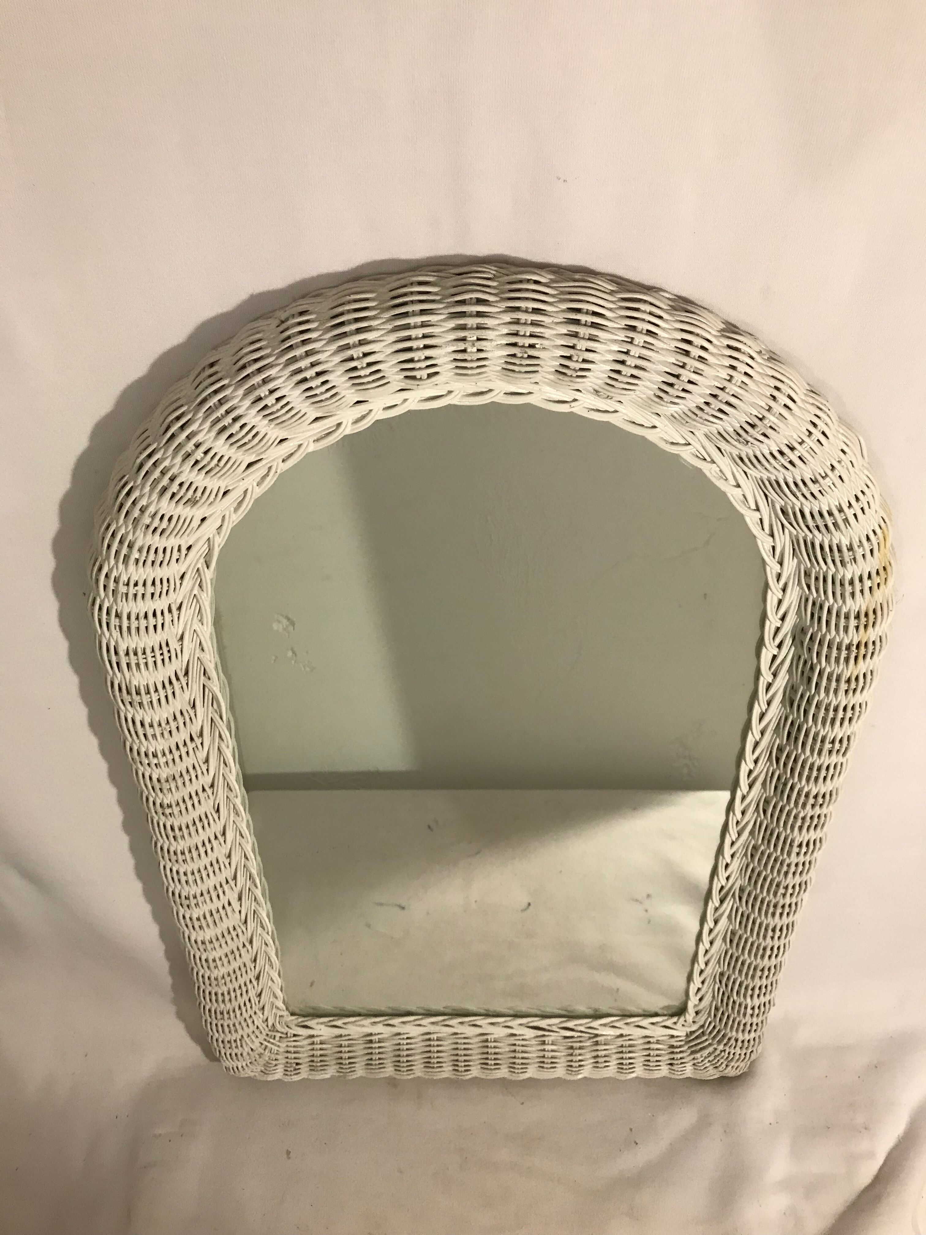 Mirror rattan woven white former 60s vintage nest