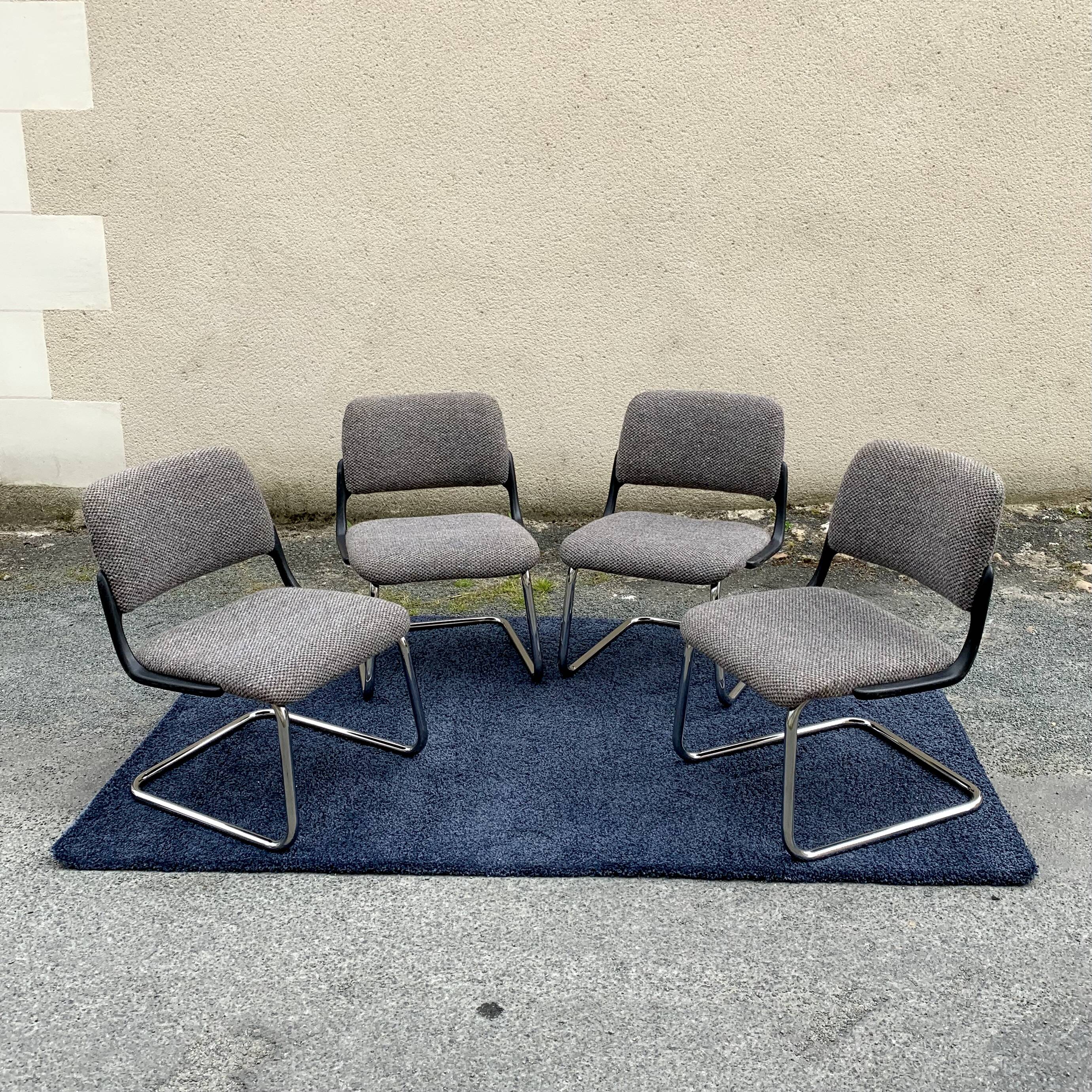 Pair of Eurosit tweed grey lounge chairs 1970