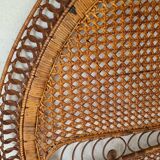 Old headboard "Peacock" in rattan / Emmanuelle