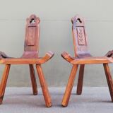 Pair of brutalist tripod stools