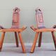 Paire de tabourets tripodes brutalistes