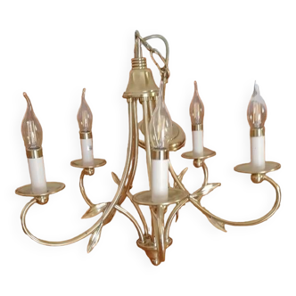 5-branched brass chandelier JP RYCAERT "Louisiana" Flame bulbs