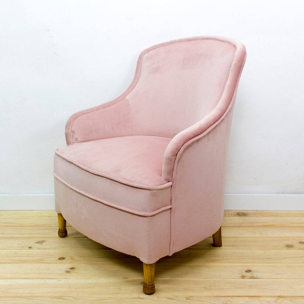 Mid-Century Fabric and Wood Armchair, 1950s