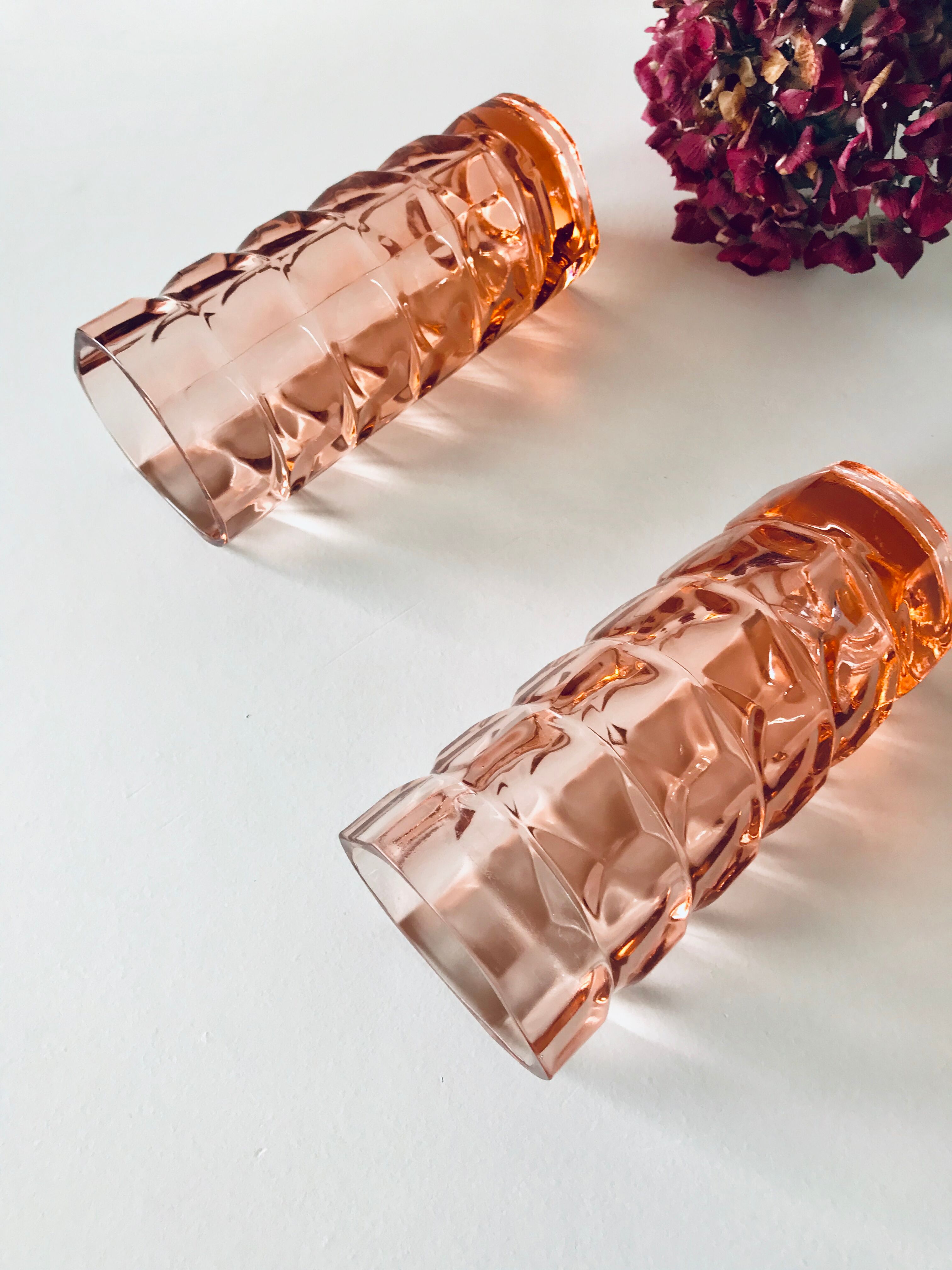Pair of pink glass vases