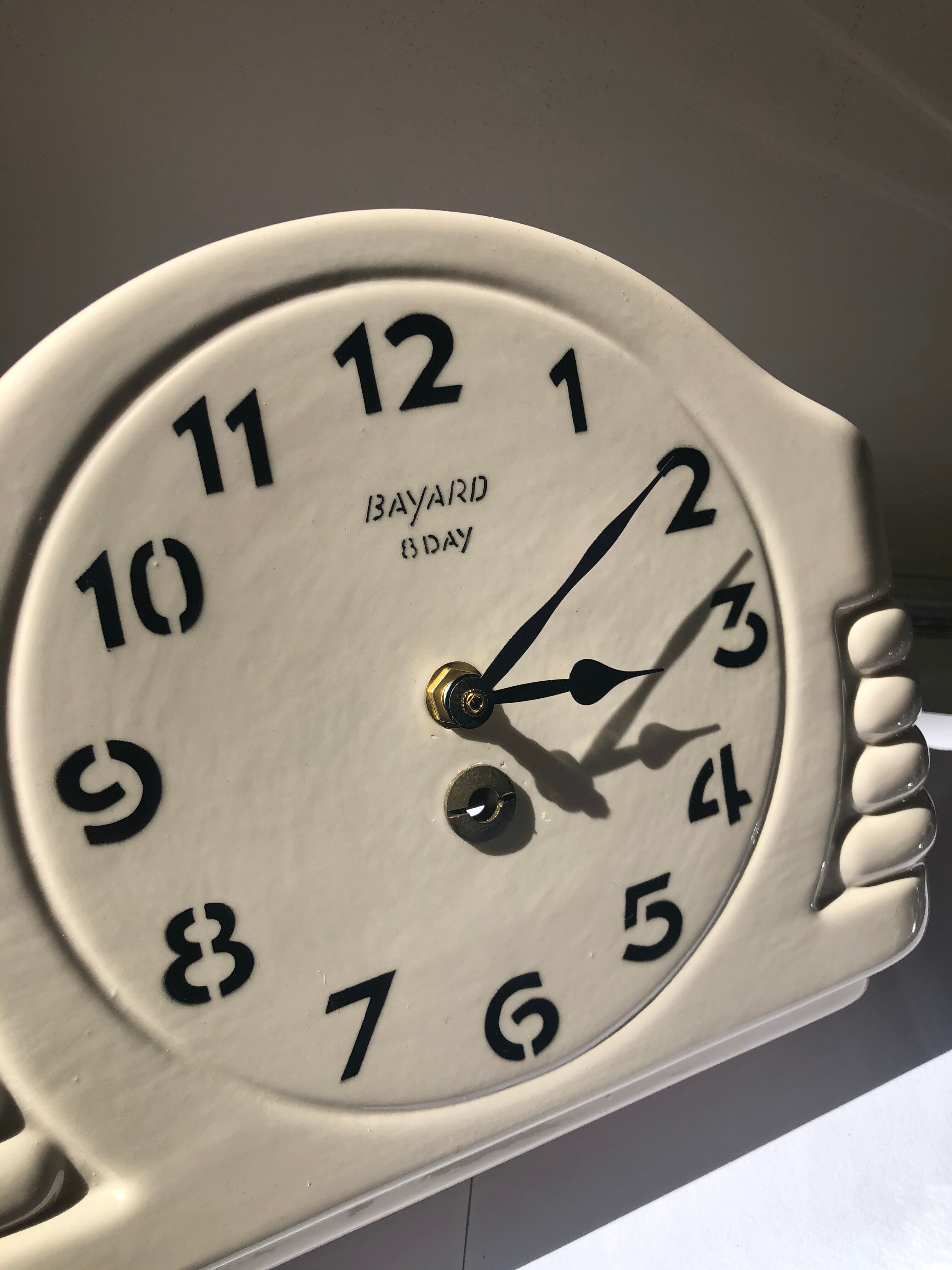 Pendule horloge art déco française Bayard en céramique mouvement quartz