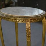 Side table with curved base in gilded carved wood, Louis XVI style, 20th century