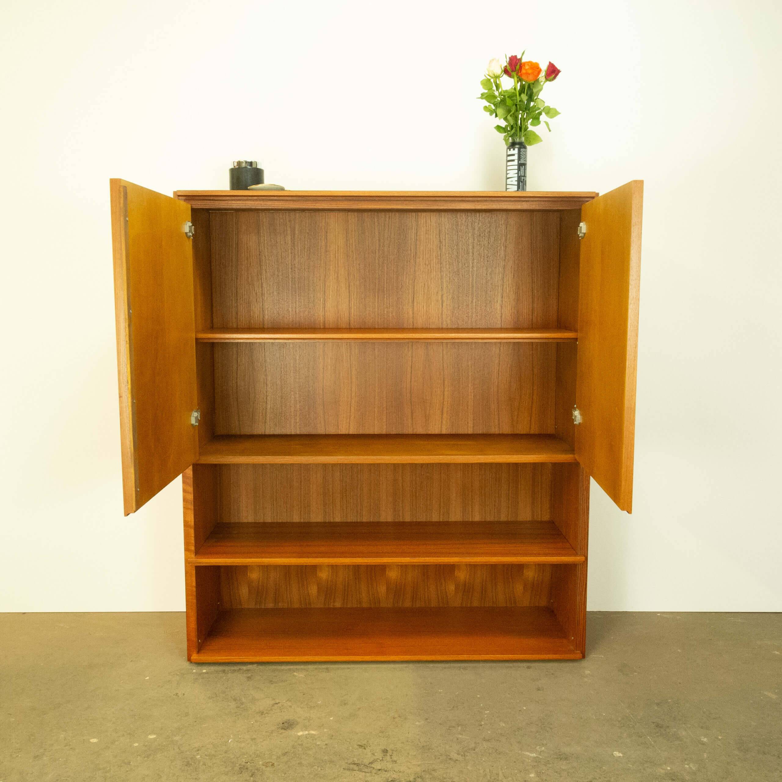 Vintage shelf combination, teak with black top, 70s