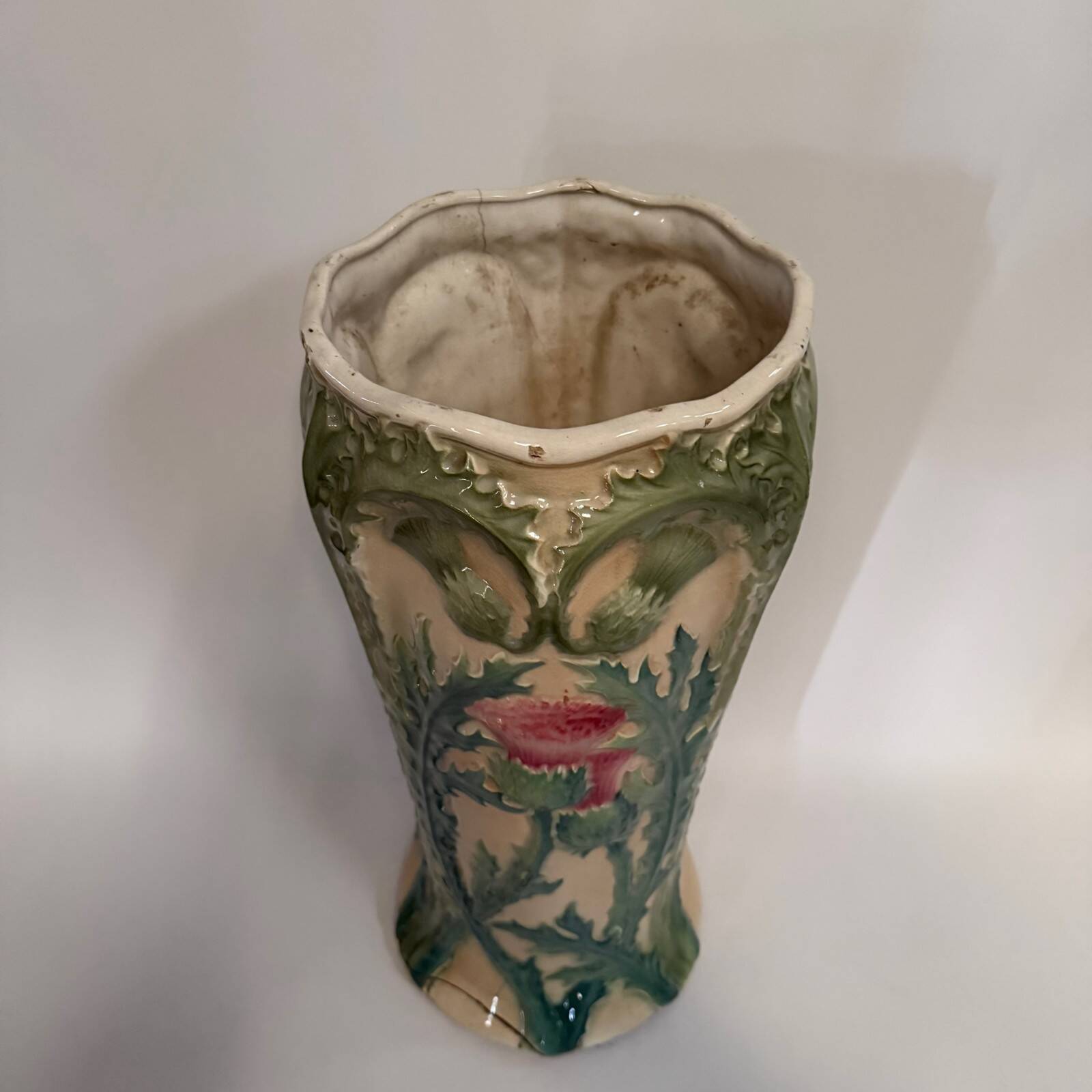 1900 Art Nouveau slip umbrella stand with thistle decoration