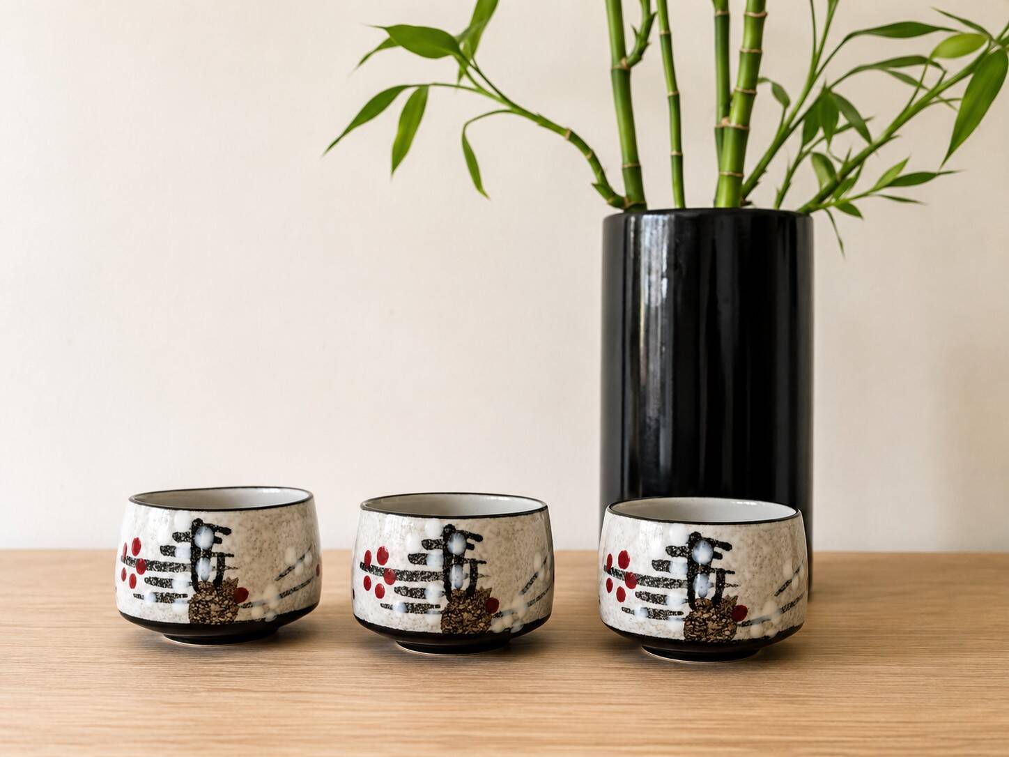 Three glazed ceramic bowls with raised graphic decoration, 1970s.