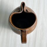 Stoneware owl pitcher, rustic tableware.
