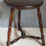Vintage turned solid wood tripod stool