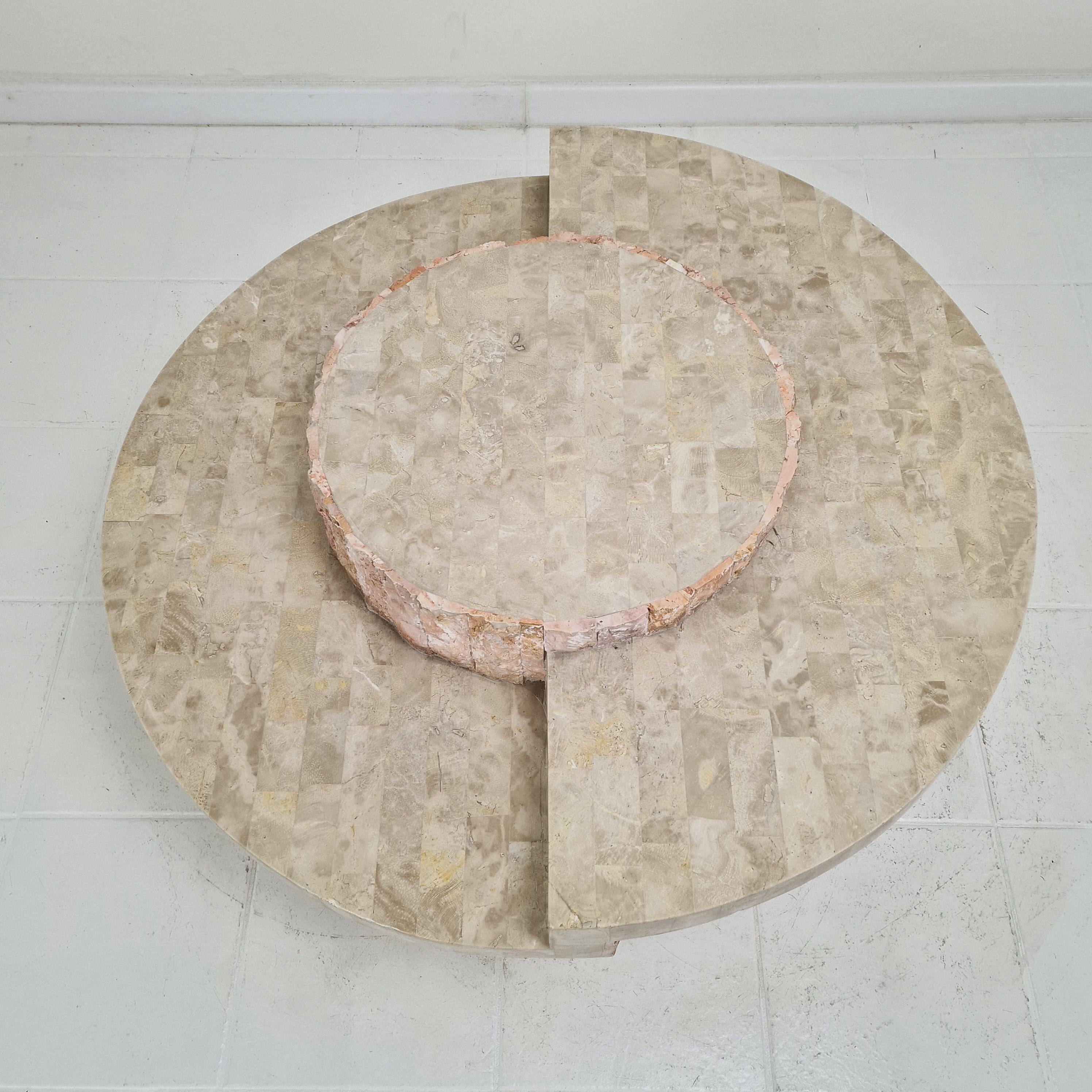 Round Mactan or Fossil Stone Coffee Table by Magnussen Ponte, 1980s