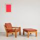 Brutalist armchair and ottoman by Tage Poulsen, Denmark, 1970s.