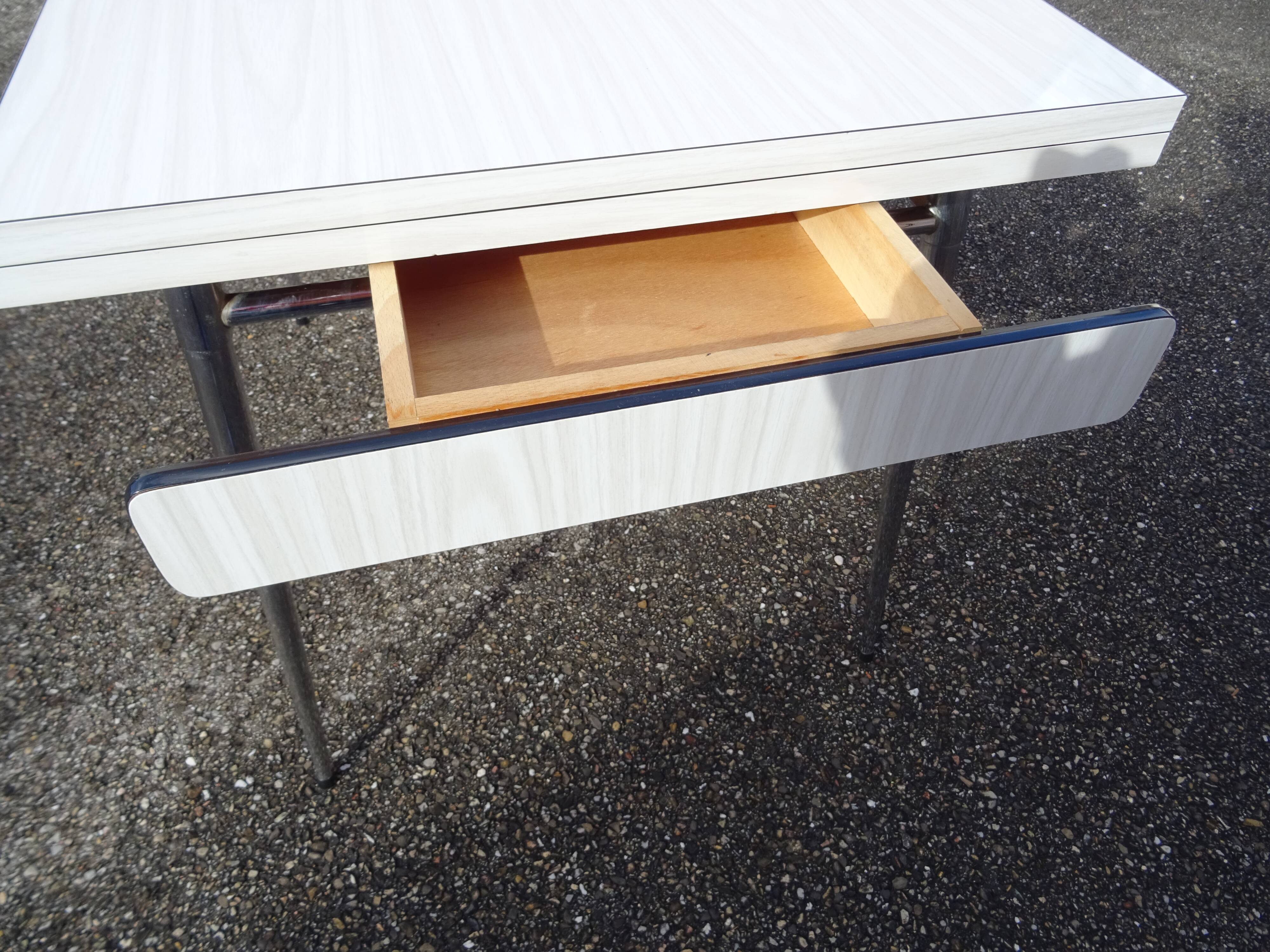 Vintage 60s white formica chrome kitchen table