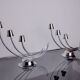 Paire de bougeoirs art déco en inox 3 flammes, espagne, 1970