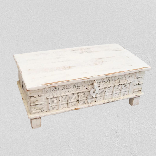 Indian wooden chest with metal decoration