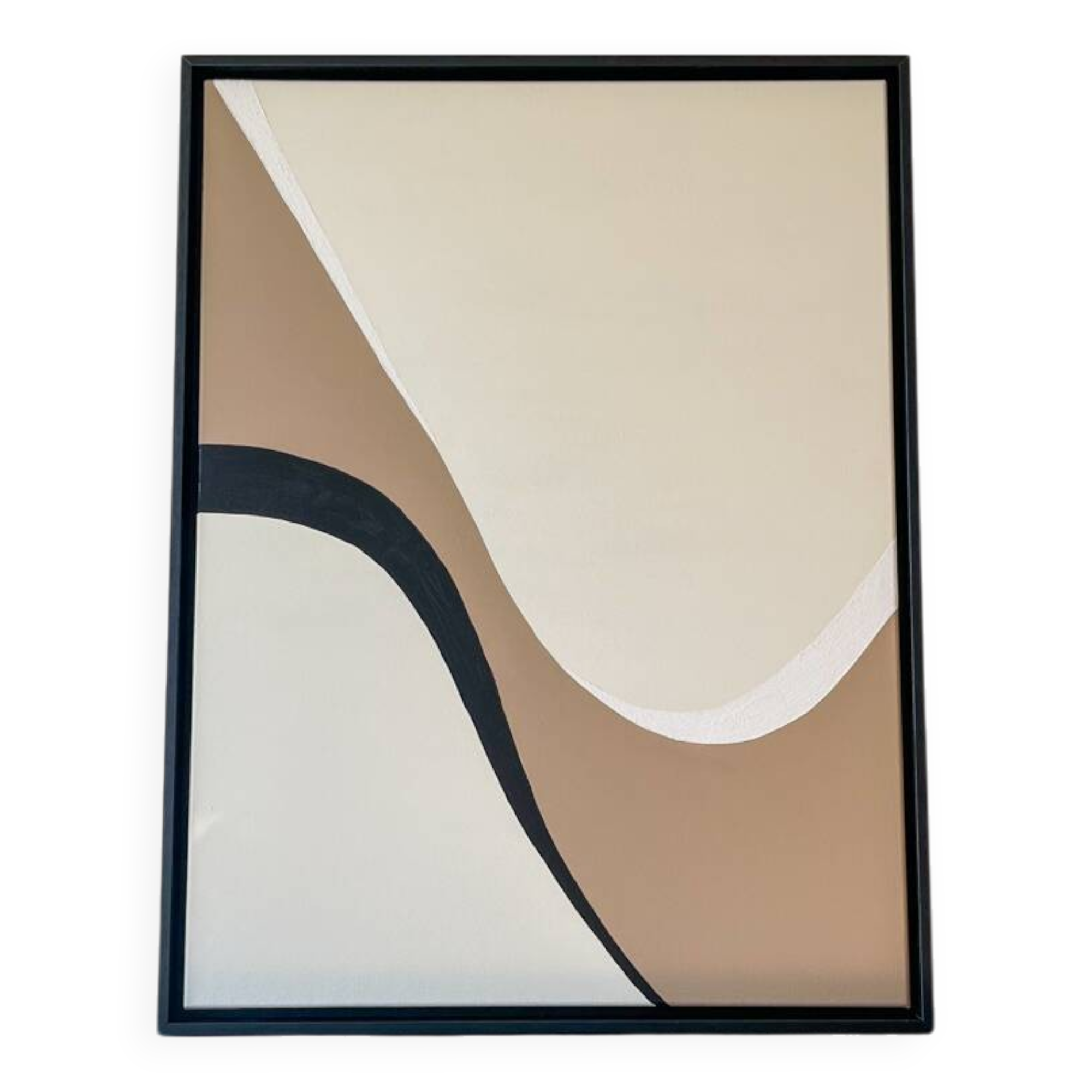 Beige, taupe and black relief painting