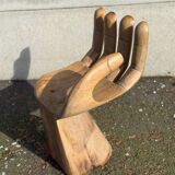 Vintage wooden hand-shaped stool chair