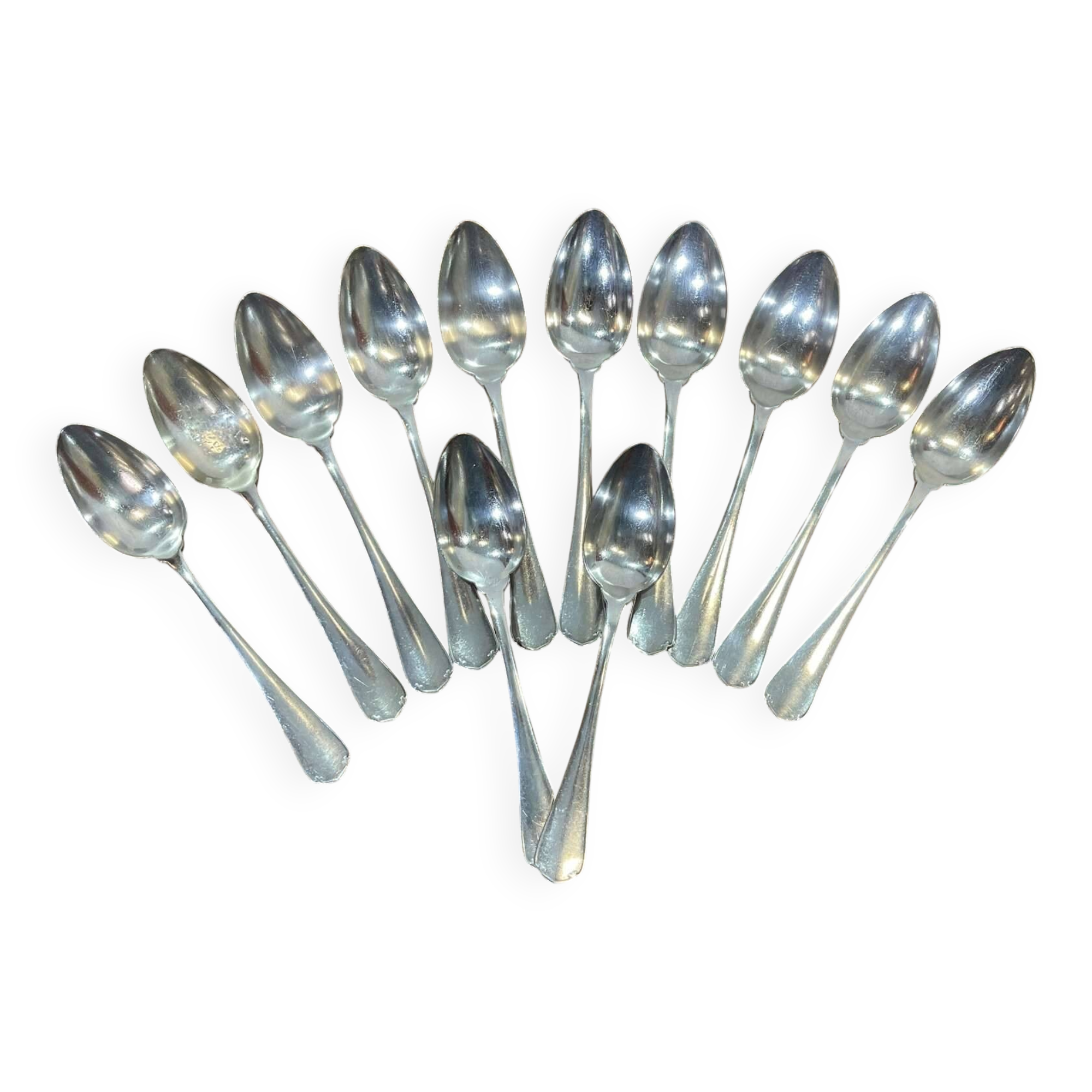 Set of 12 large silver-plated metal spoons - christofle