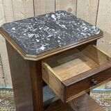 Nightstand in walnut and marble top, late 19th century