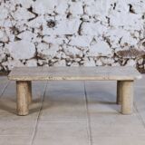 Travertine coffee table in the style of Angelo Mangiarotti, 1970.