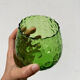 4 green water glasses and vintage blown glass carafe