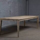 Table de ferme ancienne en chêne patiné longitudinal - 280 cm de long