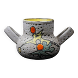 Fat Lava / polychrome sea foam pot with two handles by Marius Bessone, 1960s