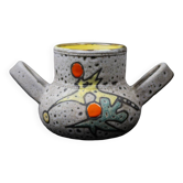 Pot Fat Lava / écume de mer polychrome à deux anses de Marius Bessone, années 60