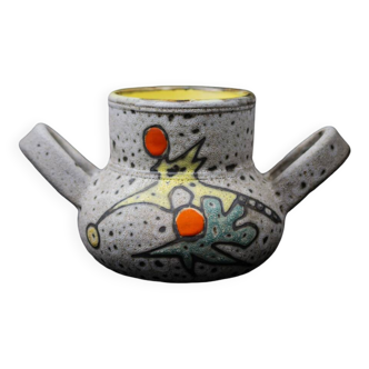 Fat Lava / polychrome sea foam pot with two handles by Marius Bessone, 1960s