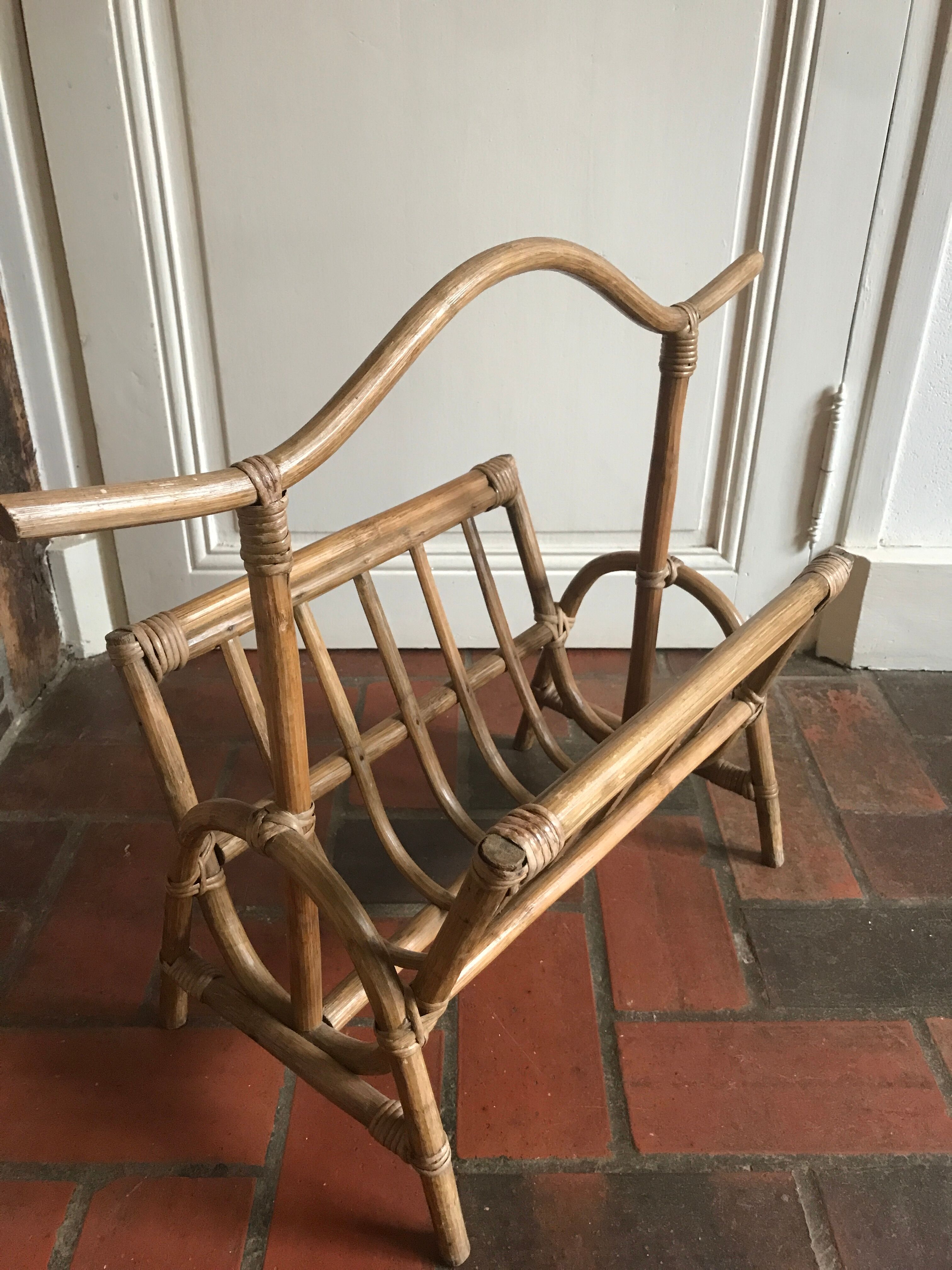 Rattan magazine holder