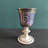 Set of 2 large ceramic glasses in blue and silver