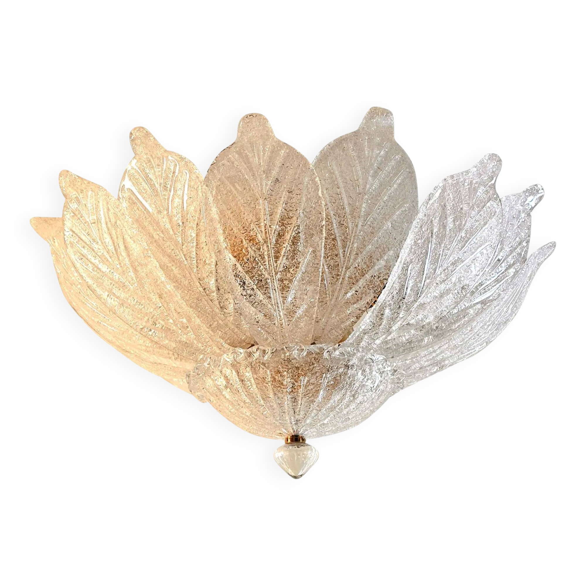 Luxury Venetian White Graniglia Leaf Murano Glass Ceiling Flush Mount