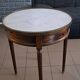 Table bouillotte, guéridon de style Louis XVI en marbre et laiton