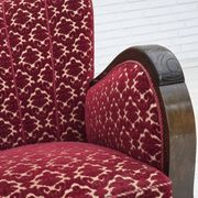 1960s, Danish armchair, cherry-red furniture velour, oak wood.