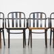 Lot de 4 chaises de salle à manger/bistro au design vintage en bois avec sièges tissés